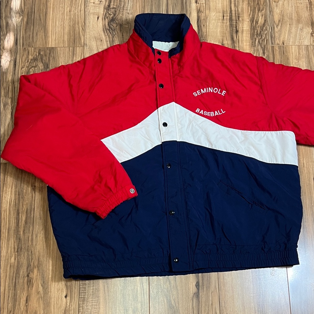 VTG Delong USA “SEMINOLE BASEBALL" State College Colorblock Men's Jacket Sz XXL